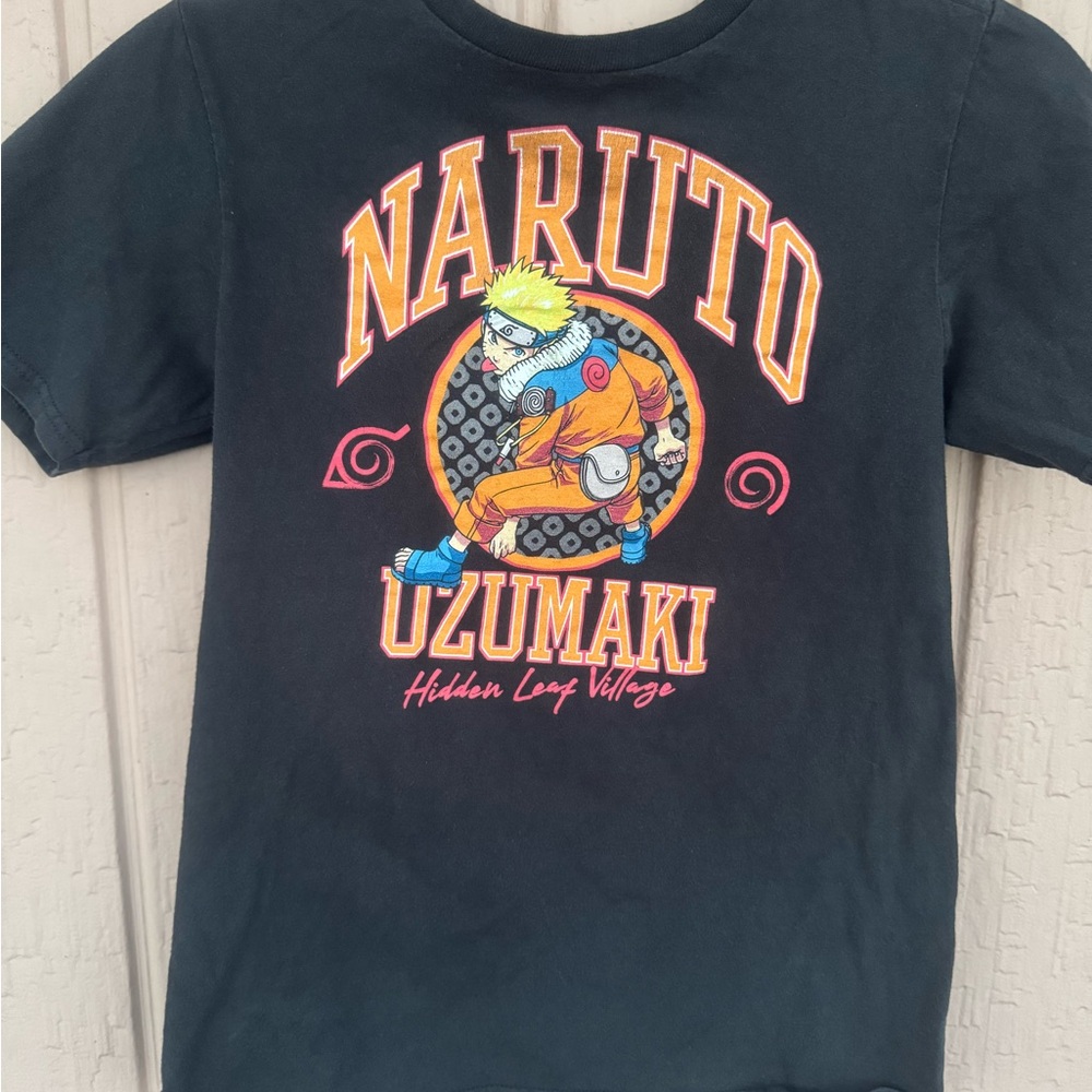 EUC Boys Naruto Uzumaki Anime Black T Shirt Kids Size L 10-12